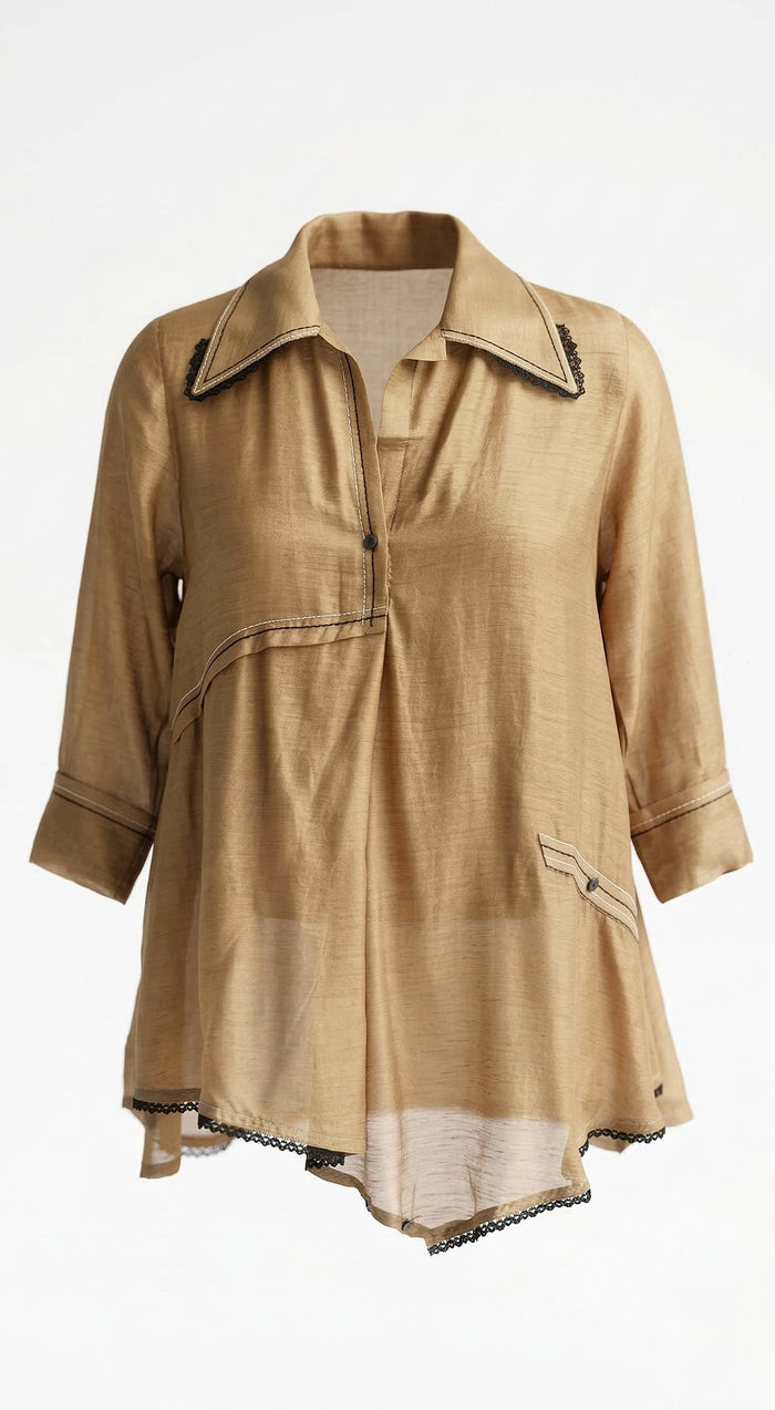 Beige Cotton Silk Shirt