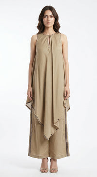 Beige Cotton Silk Co-ord Set