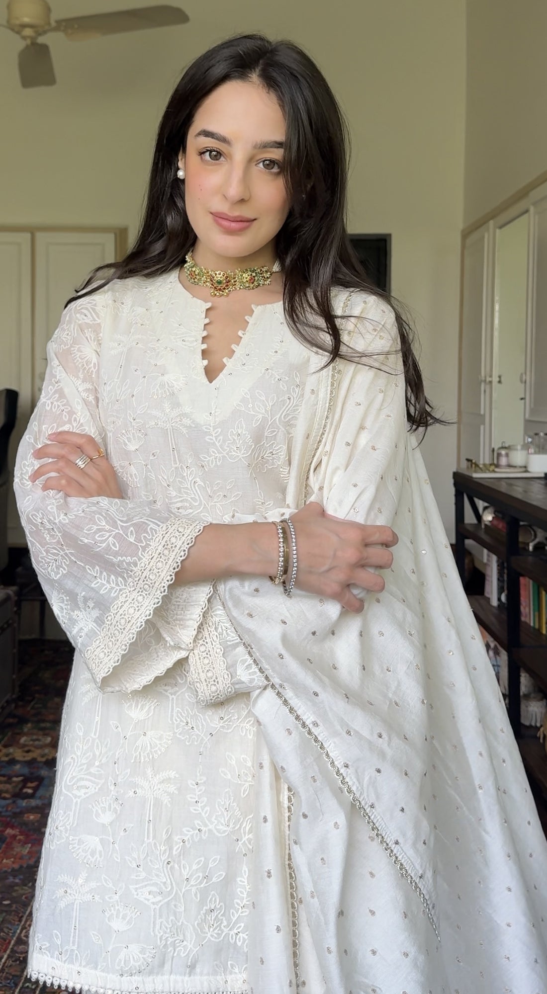Ivory Chanderi Kurta Set