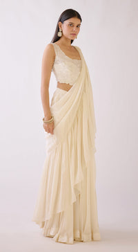 White Draped Saree