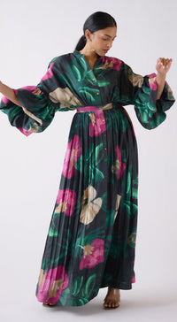 Green Muslin Floral Dress