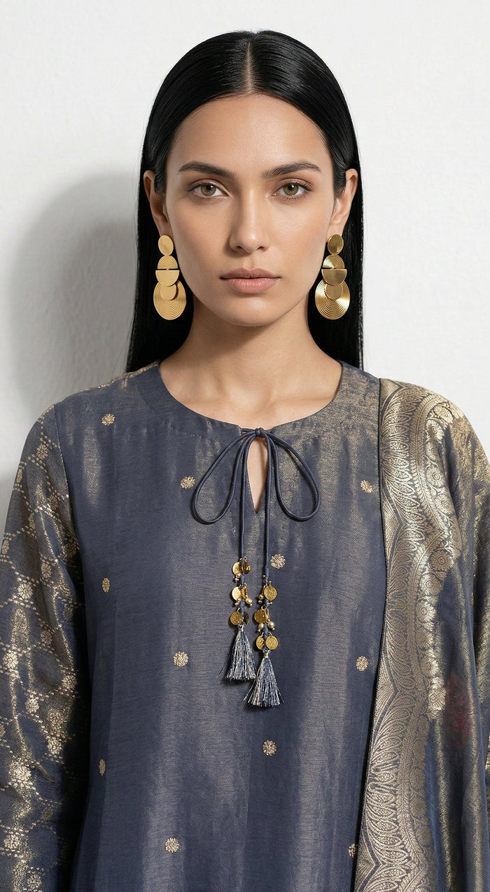 Blue Banarasi Embroidered Kurta Set