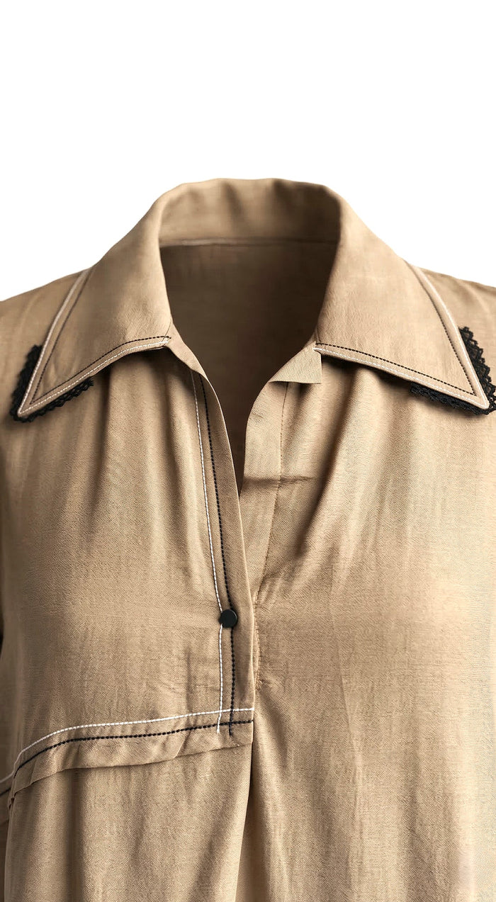 Beige Cotton Silk Shirt