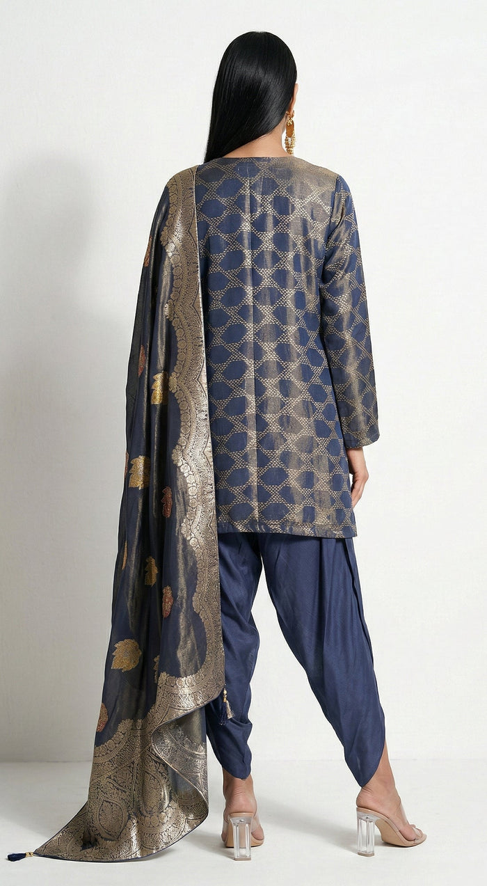 Blue Banarasi Embroidered Kurta Set