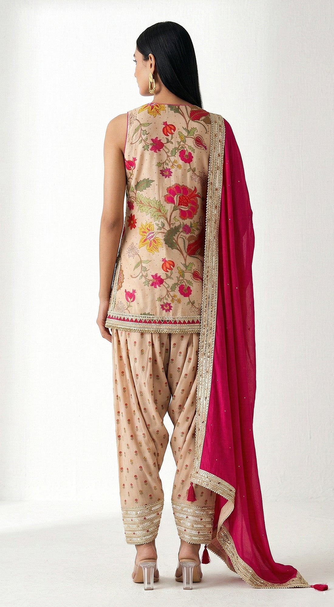 Pink Muslin Embroidered Kurta Set