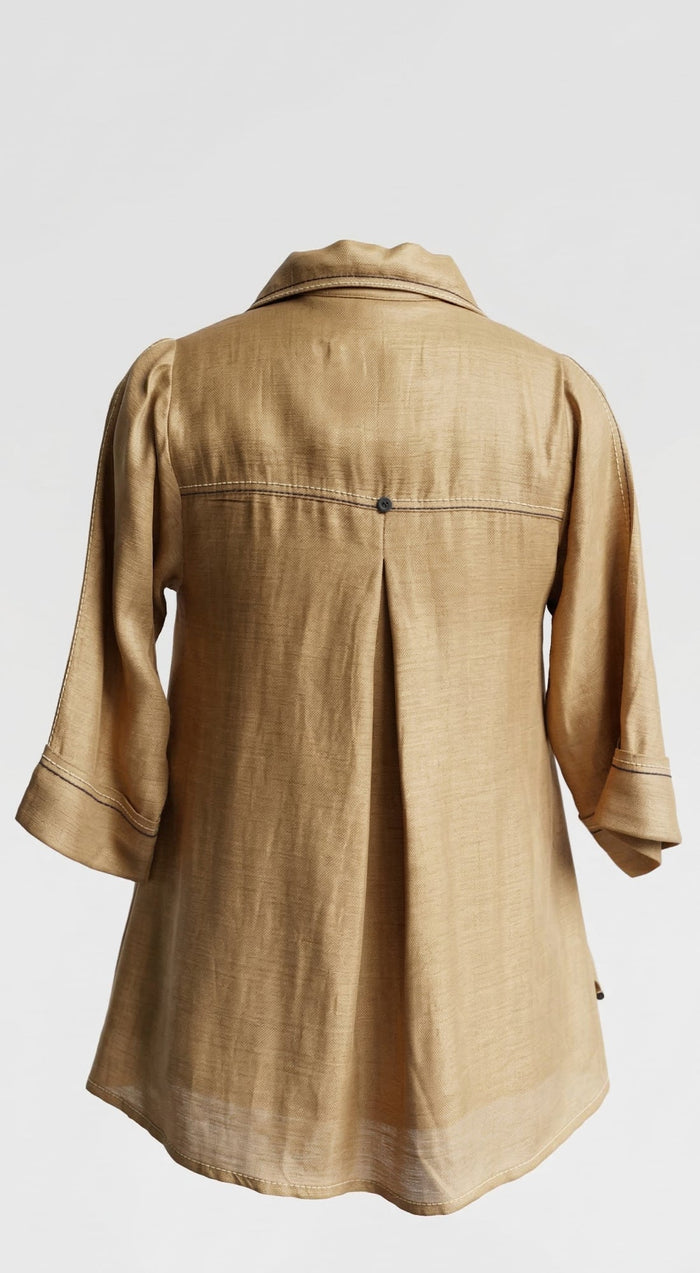 Beige Cotton Silk Shirt