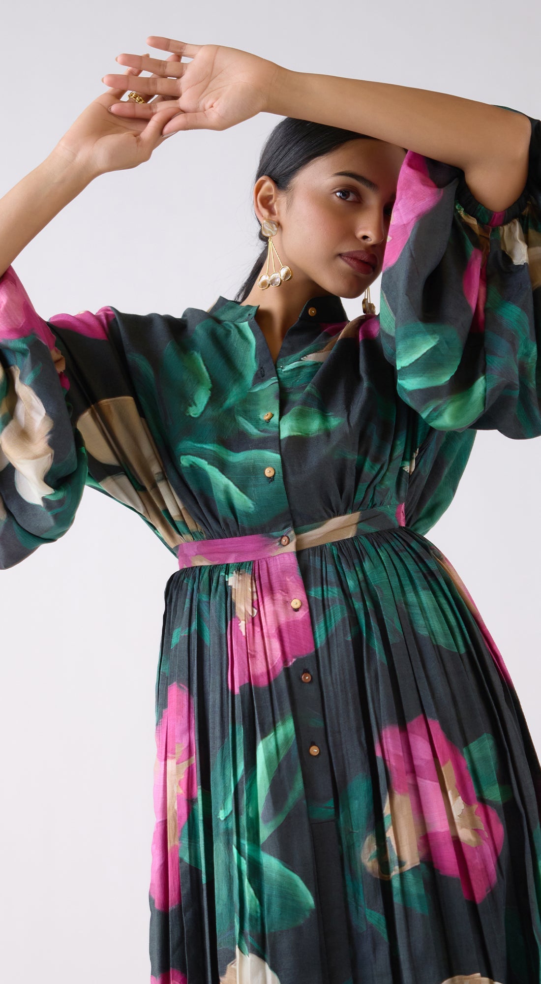 Green Muslin Floral Dress