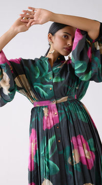 Green Muslin Floral Dress