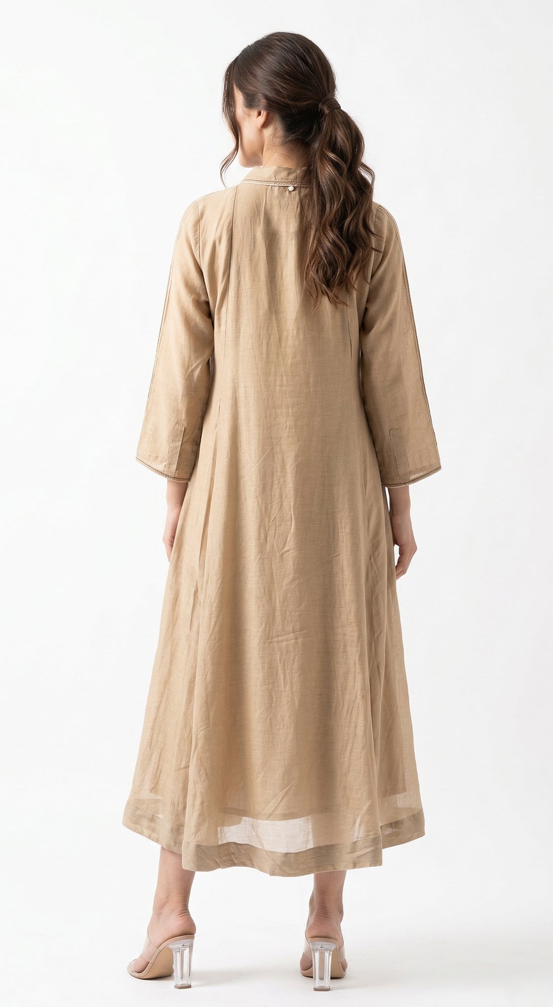 Beige Cotton Silk Dress
