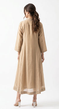Beige Cotton Silk Dress