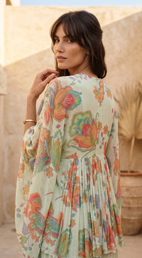 Ivory Pleat Embroidered Sharara Set
