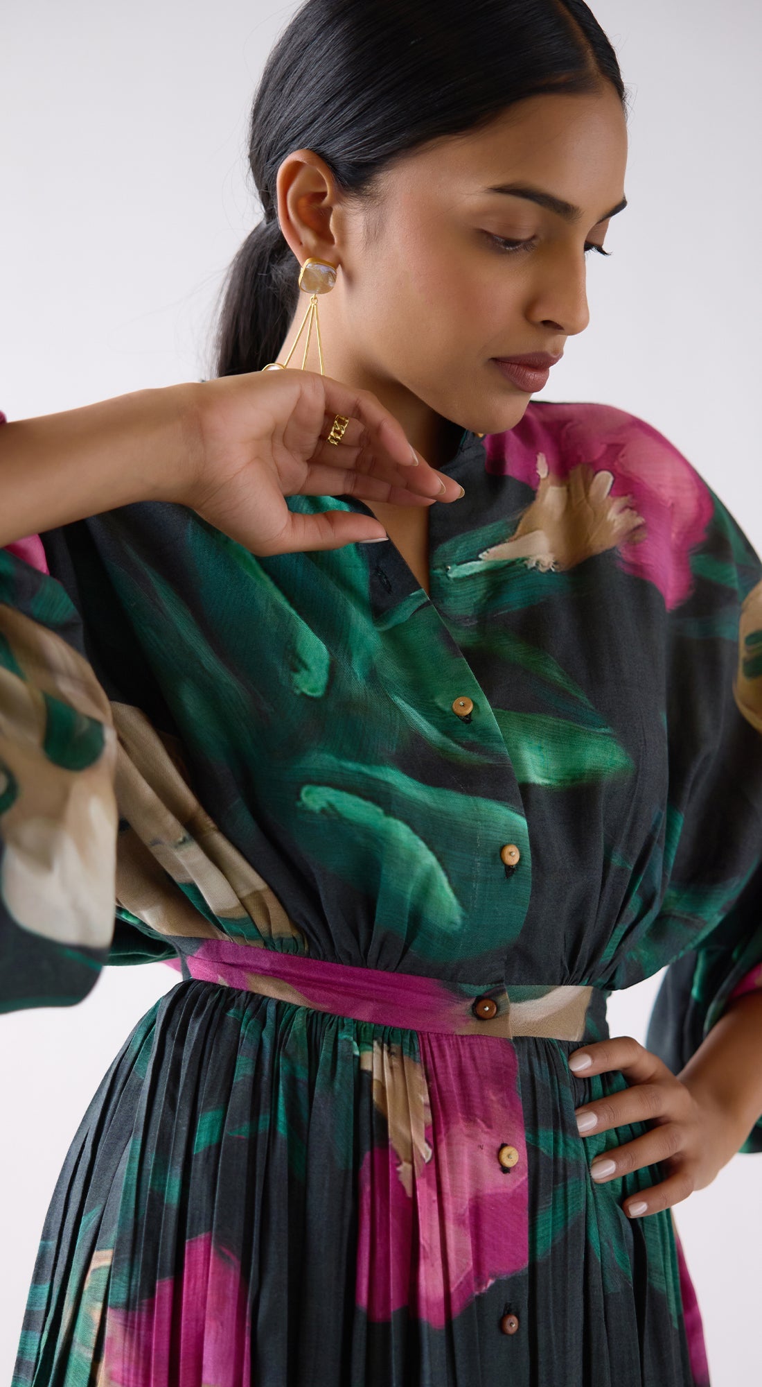 Green Muslin Floral Dress