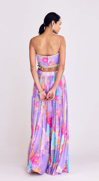 Purple Skirt Set with Cape