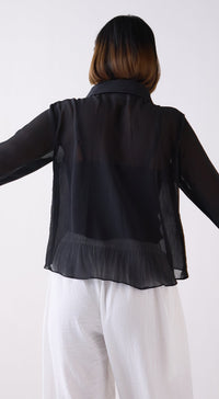 Black Textured Chiffon Shirt