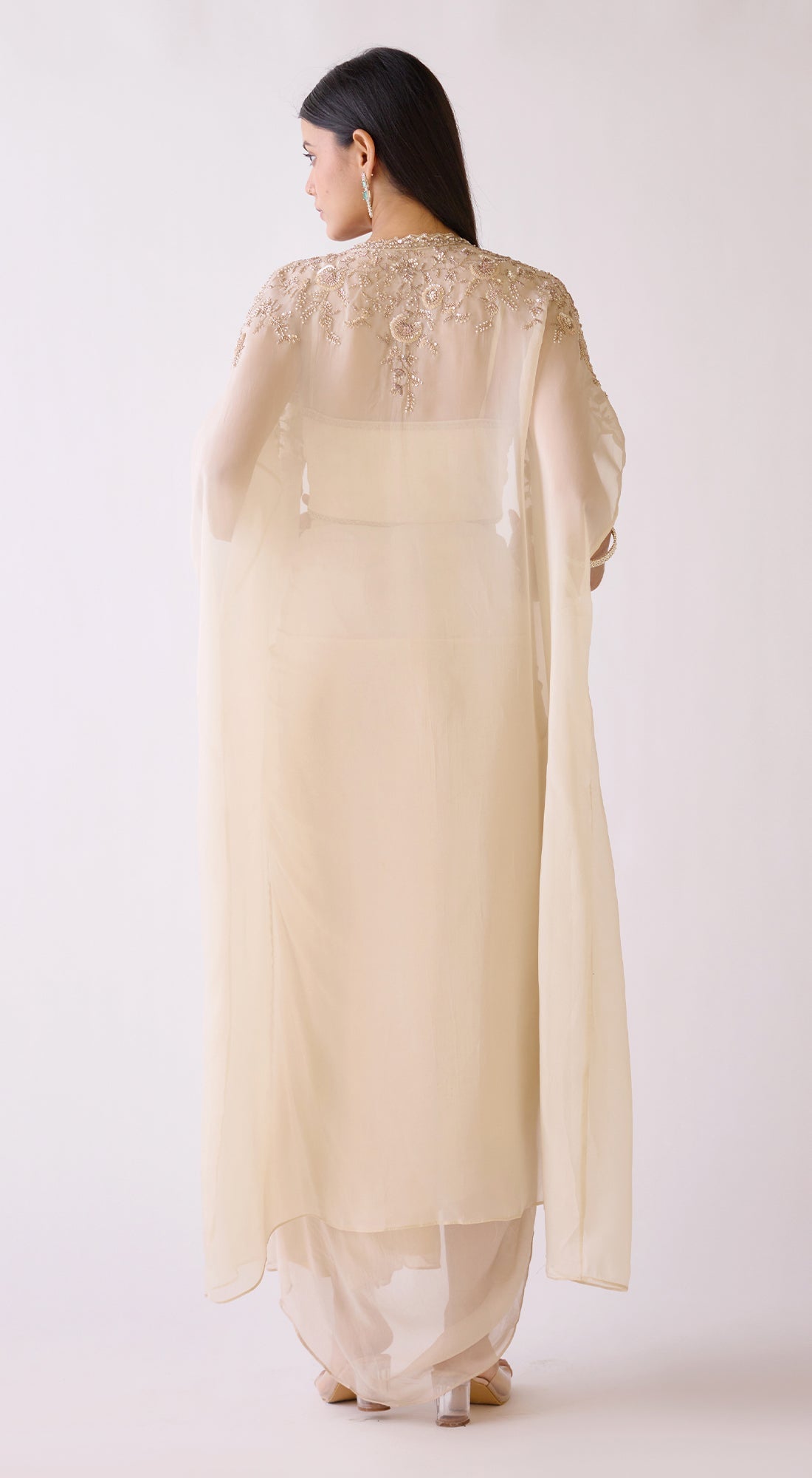 Ivory Embroidered Cape Set