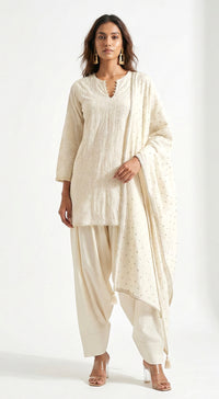 Ivory Chanderi Kurta Set