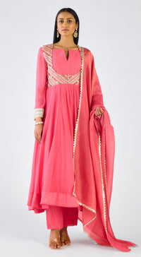 Rani Chanderi Embroidered Anarkali Set