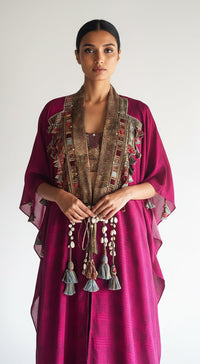 Crimson Dynasty Embelished Cape Set