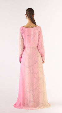 Mauve Chiffon Embroidered Cape Set