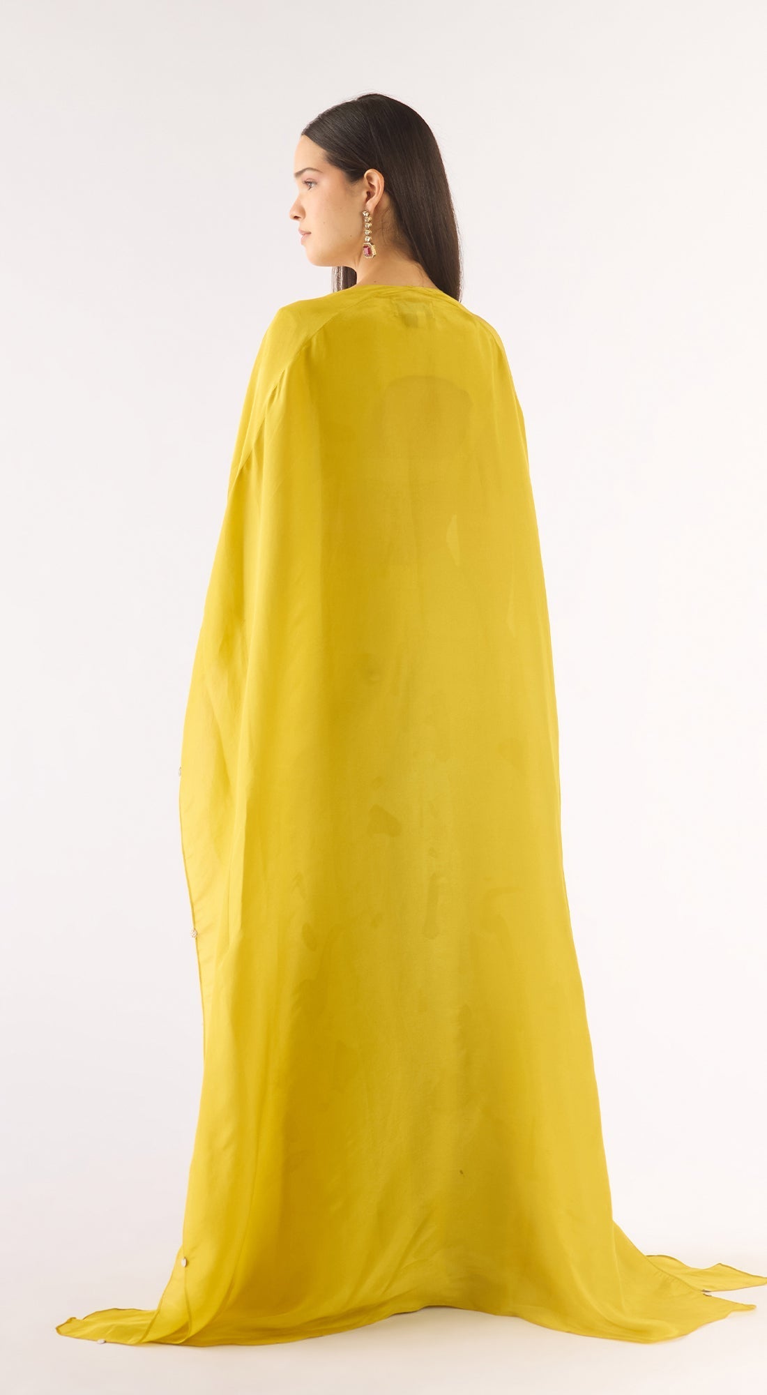 Lime Tissue Embellished Cape Set