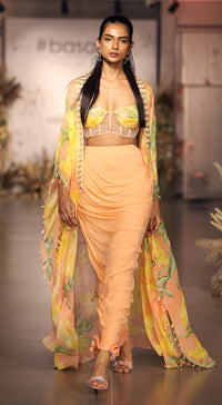 The Soft Peach Blooms Cape Set