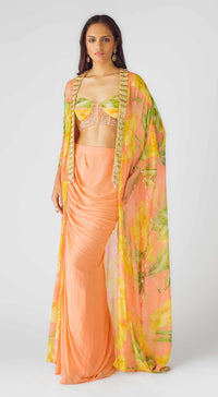 The Soft Peach Blooms Cape Set