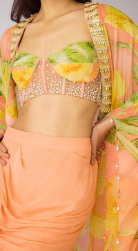 The Soft Peach Blooms Cape Set