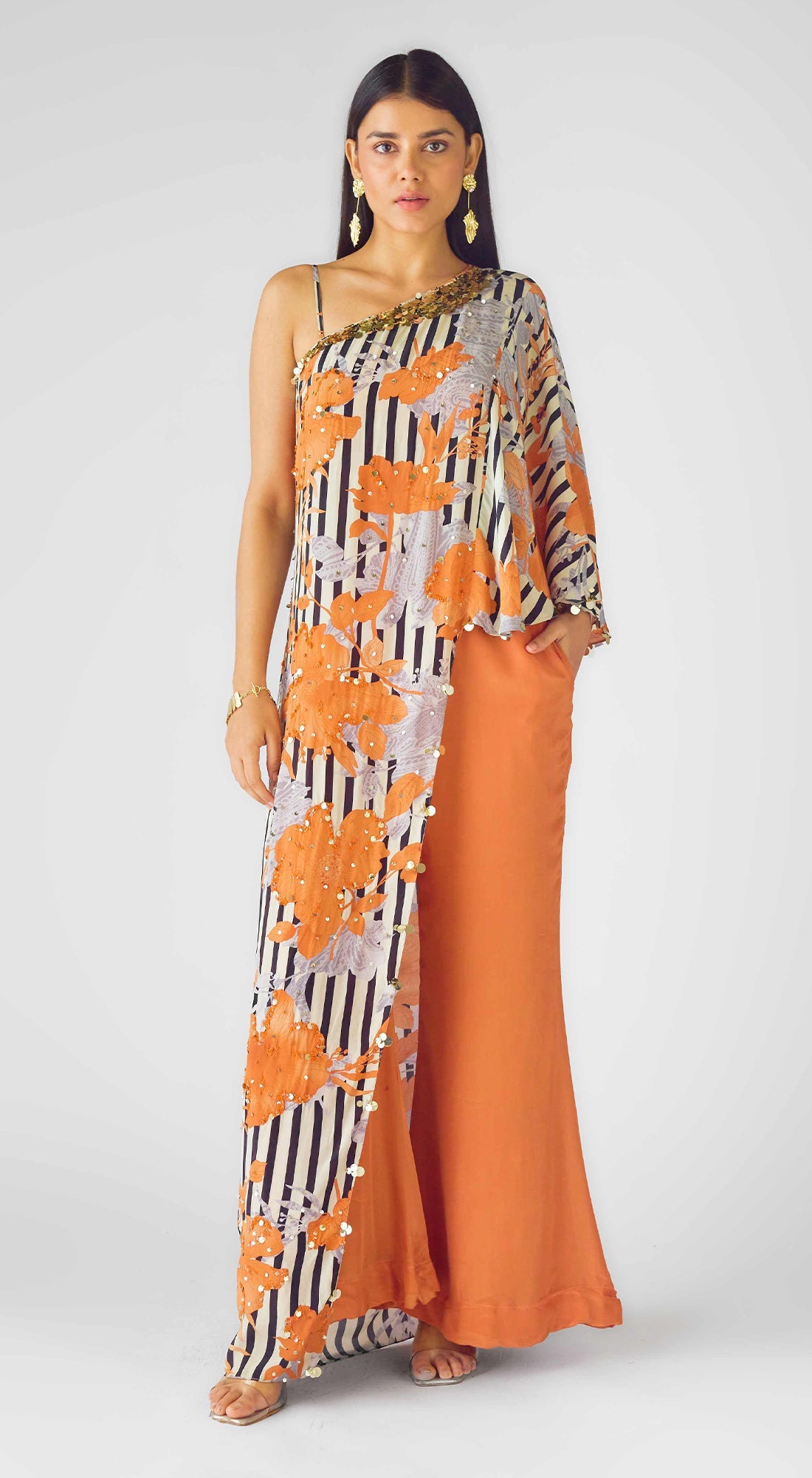 The Tangerine Blooms Cape Set