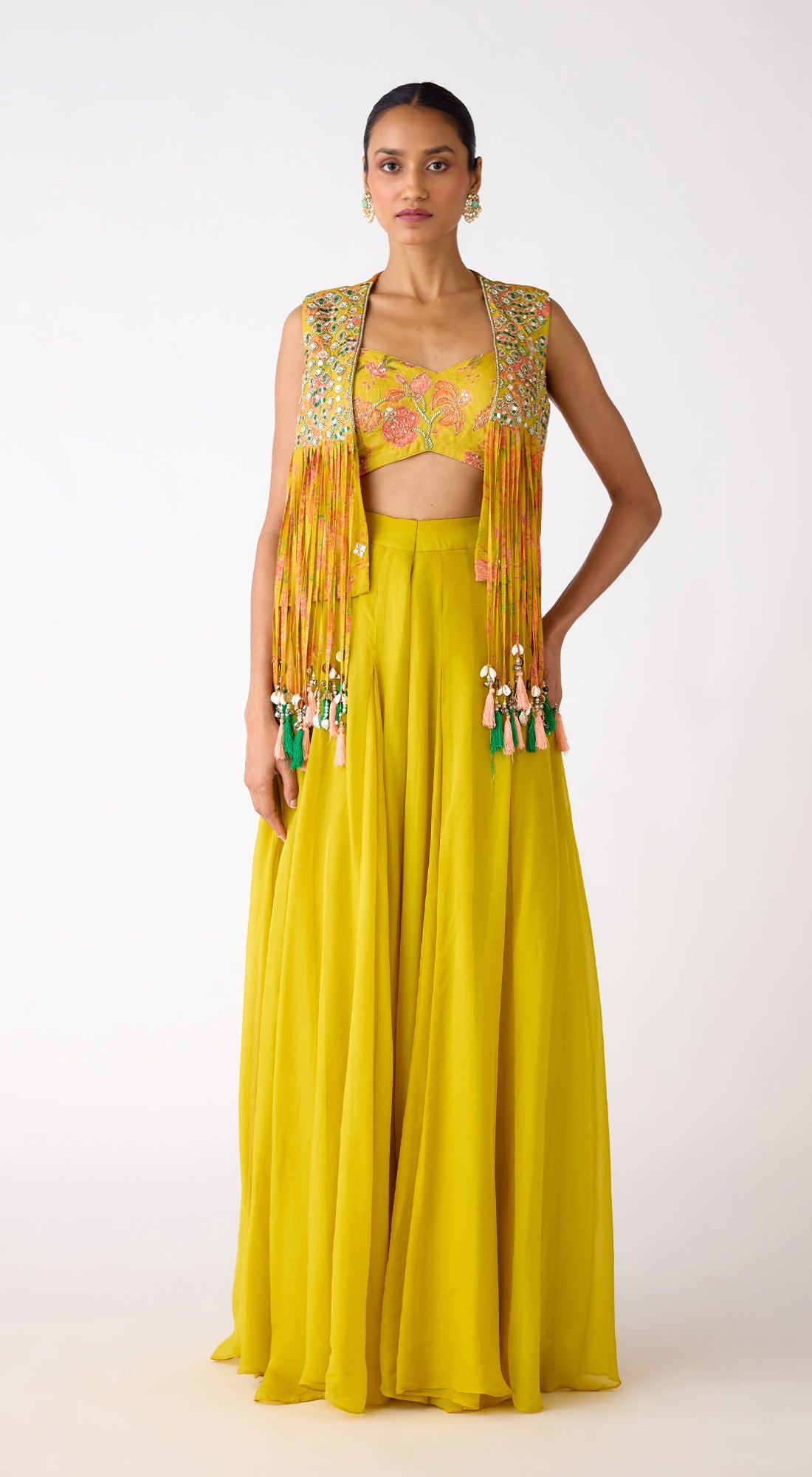 The Amber Radiance Jacket & Sharara Set