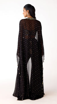 Black Mukaish Georgette Cape Set