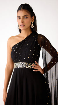 Black Mukaish Jumpsuit