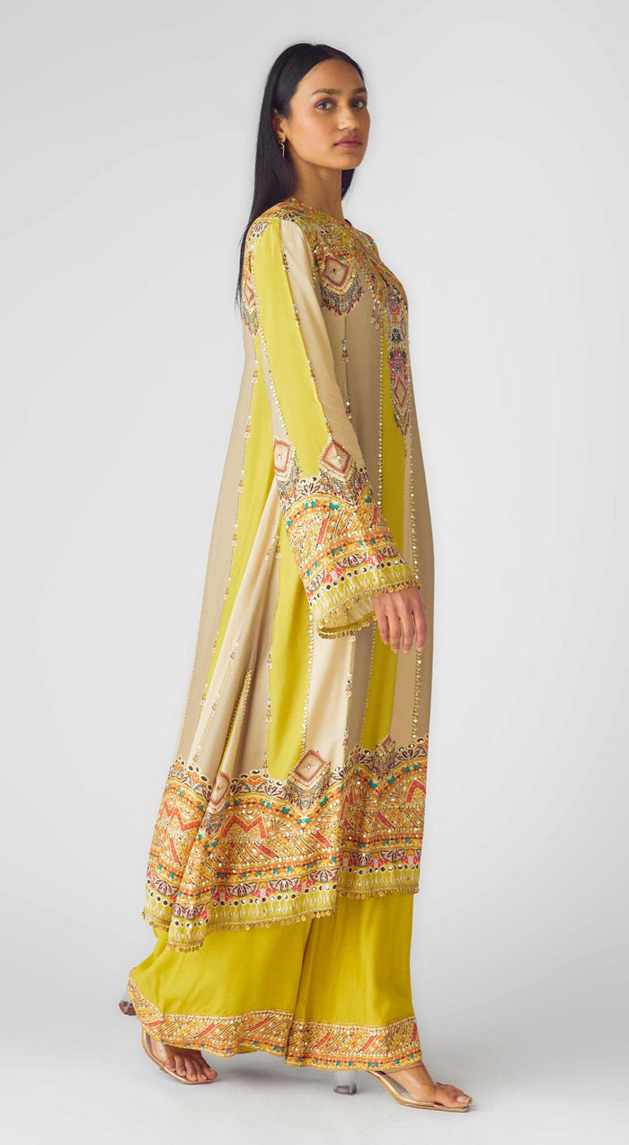 Lime Muslin Embroidered Suit Set