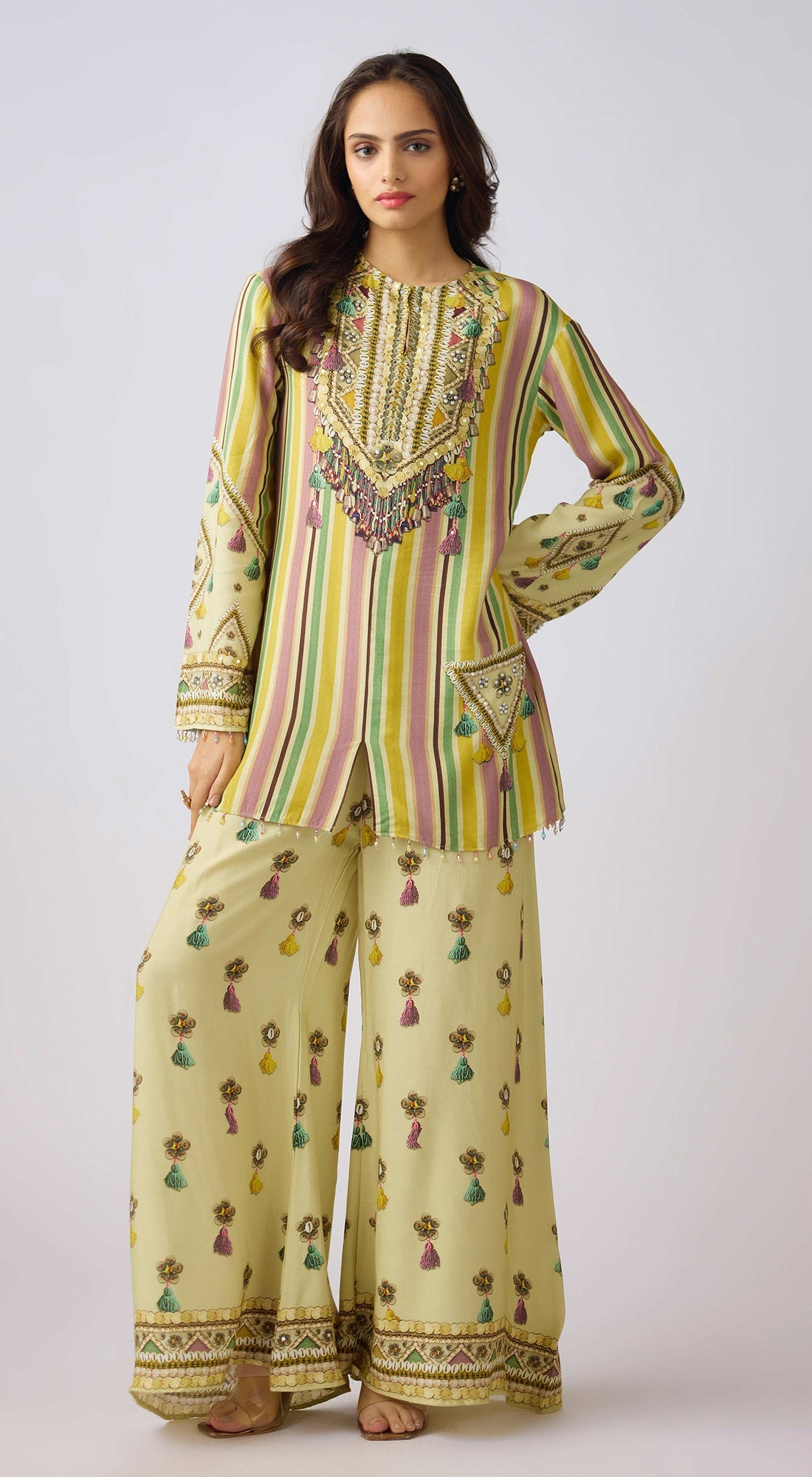 Multi Muslin Embellished Set