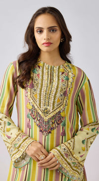 Multi Muslin Embellished Set