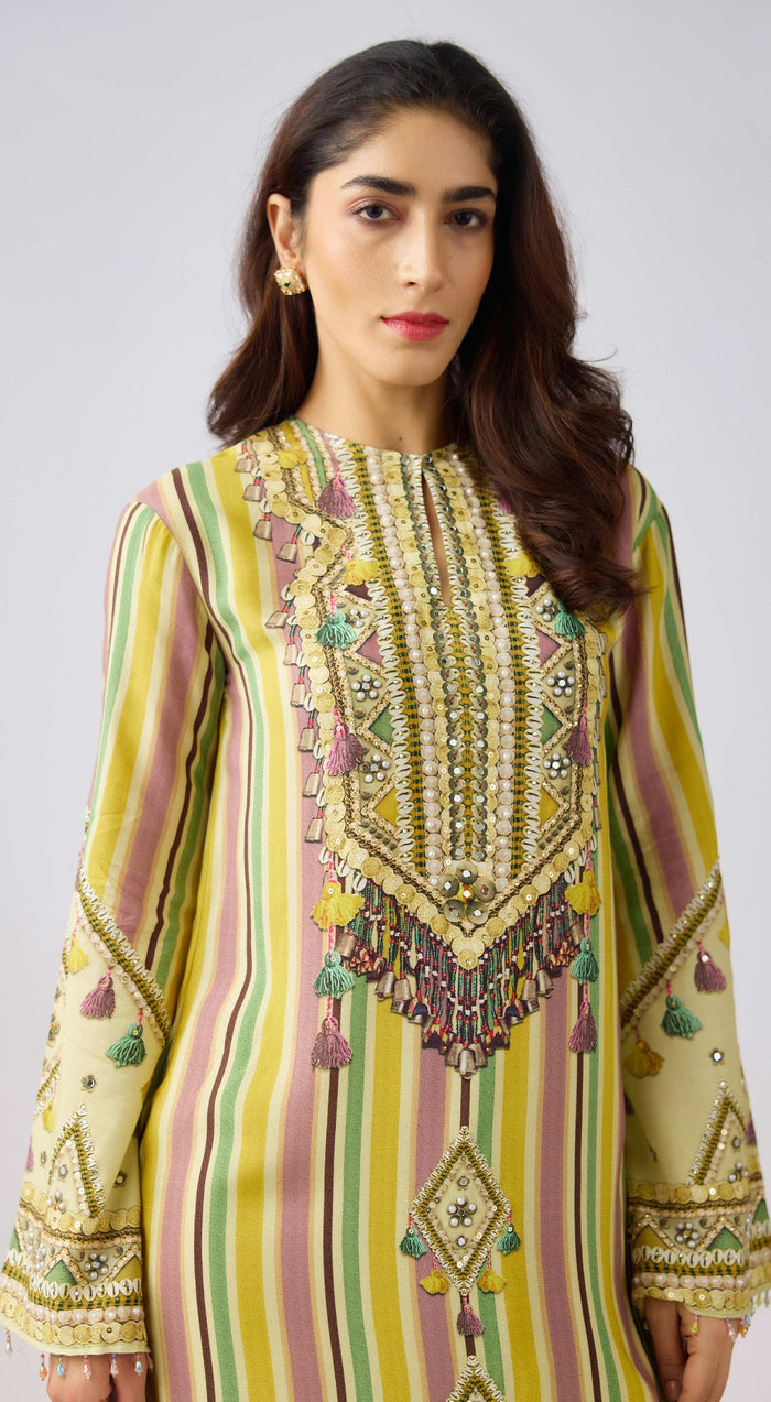 Mauve Muslin Embellished Suit Set