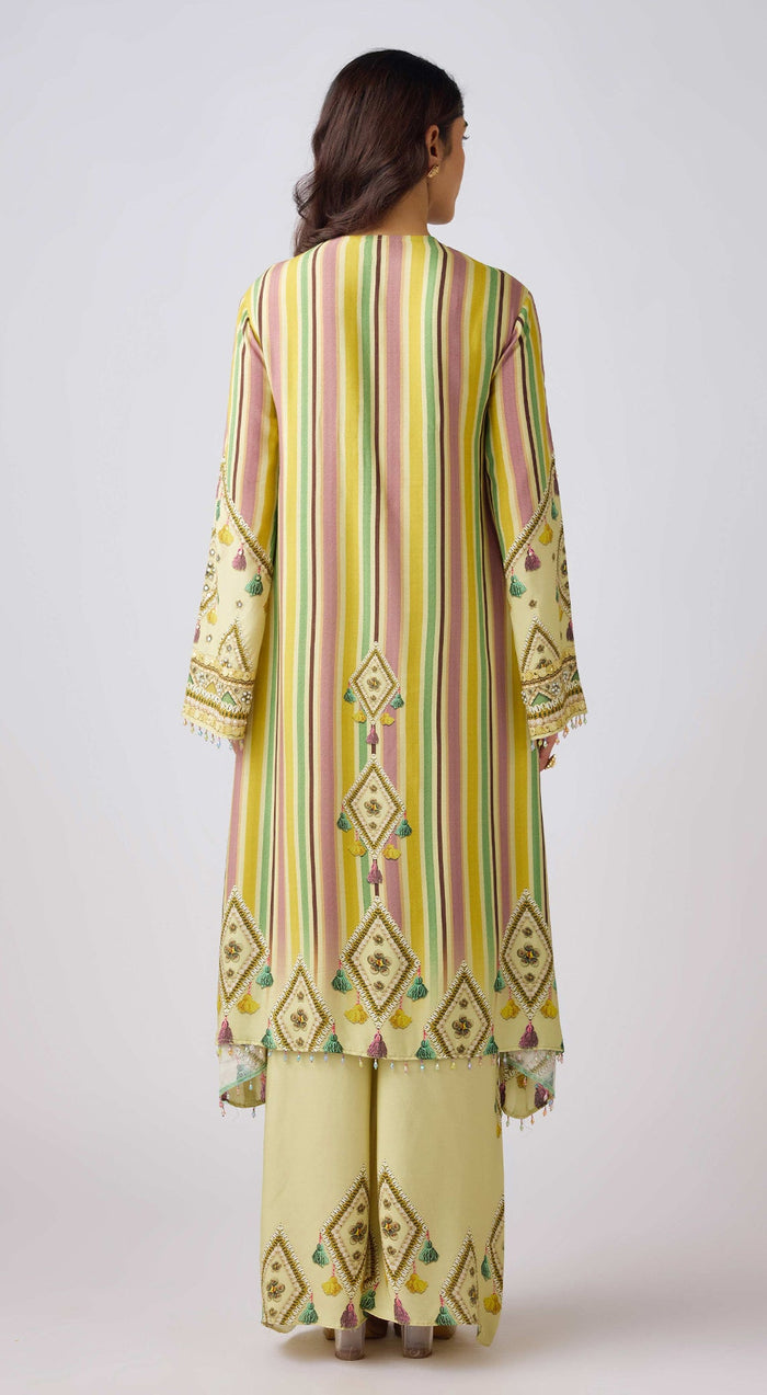 Mauve Muslin Embellished Suit Set