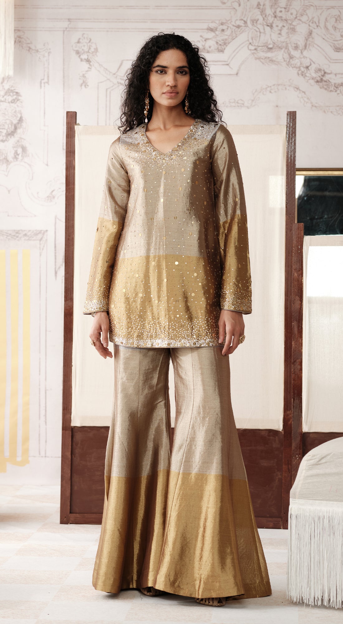 THE CHAMPAGNE DUSK SHARARA SET