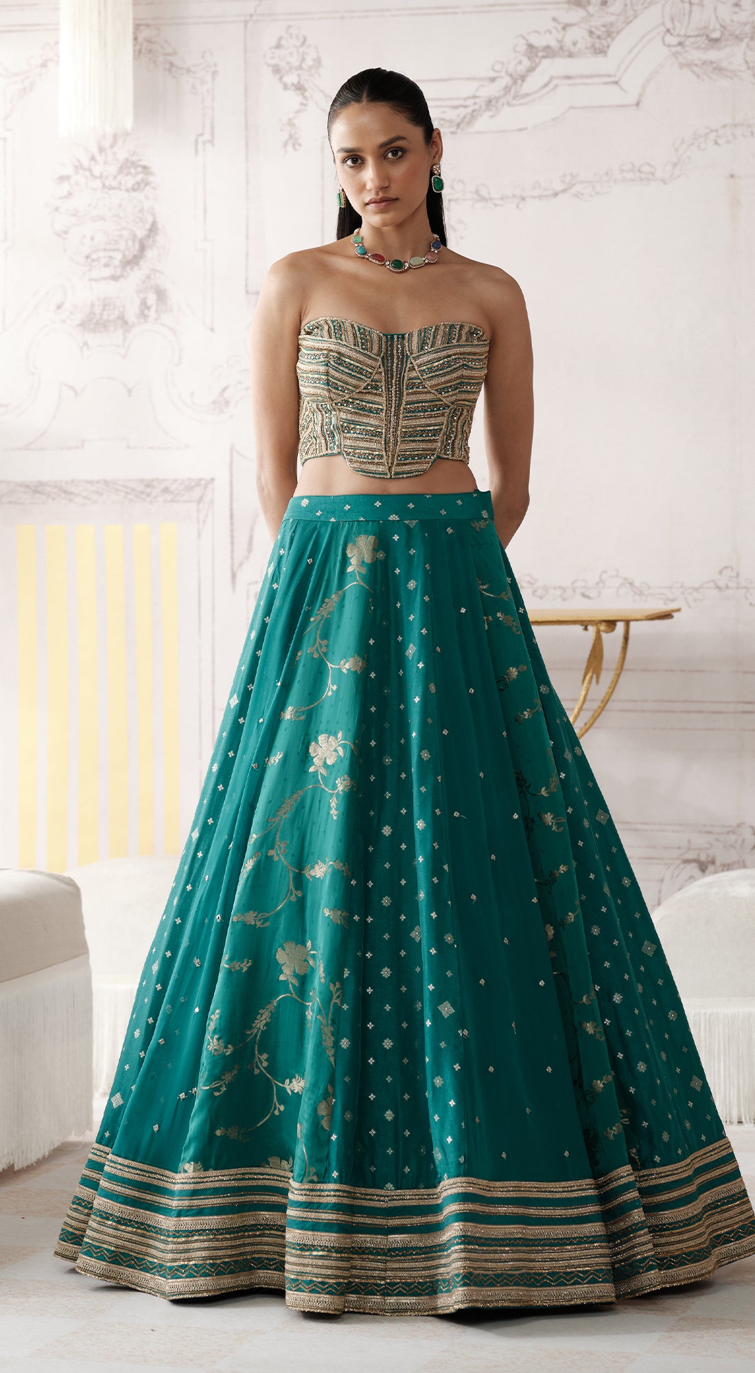 THE ROYAL TEAL LEHENGA