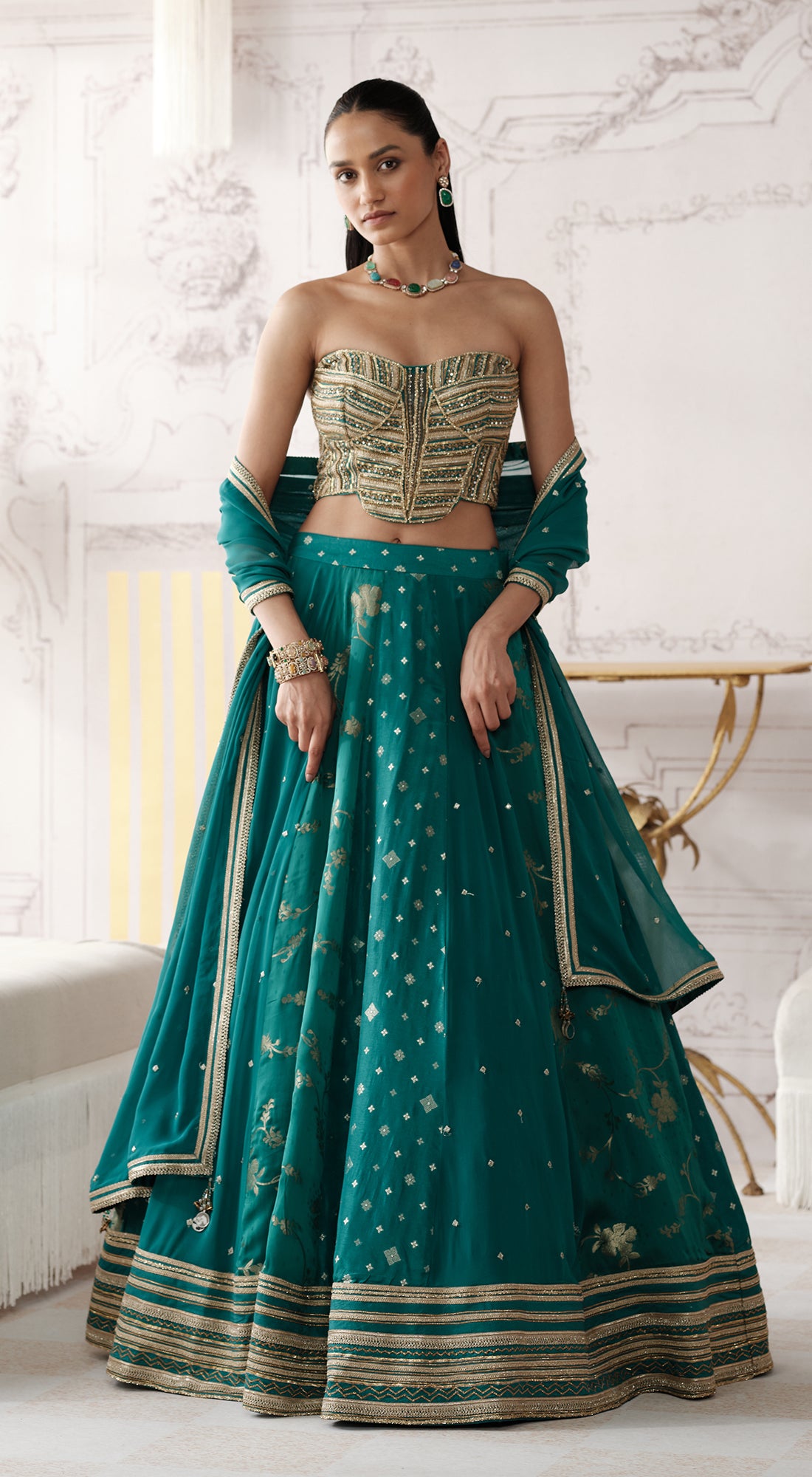 THE ROYAL TEAL LEHENGA