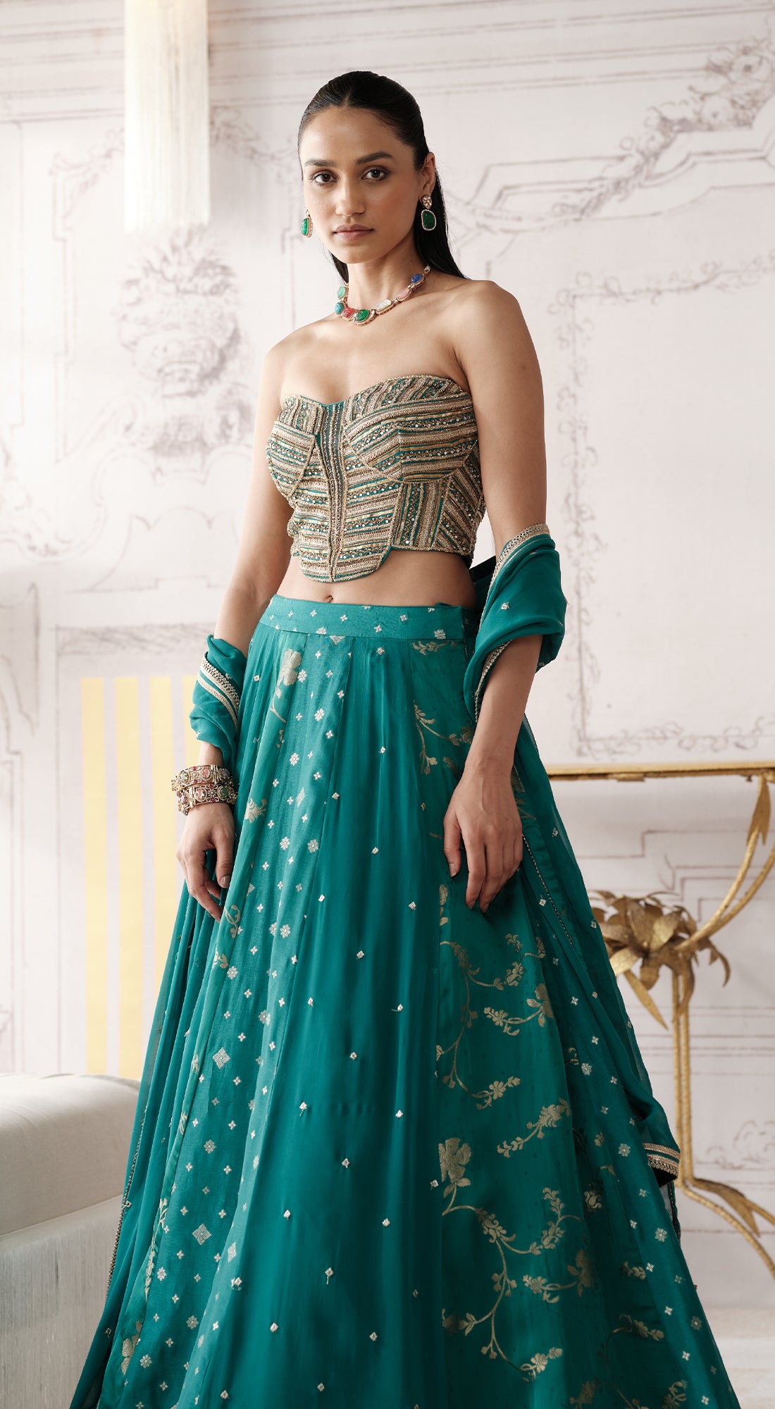 THE ROYAL TEAL LEHENGA