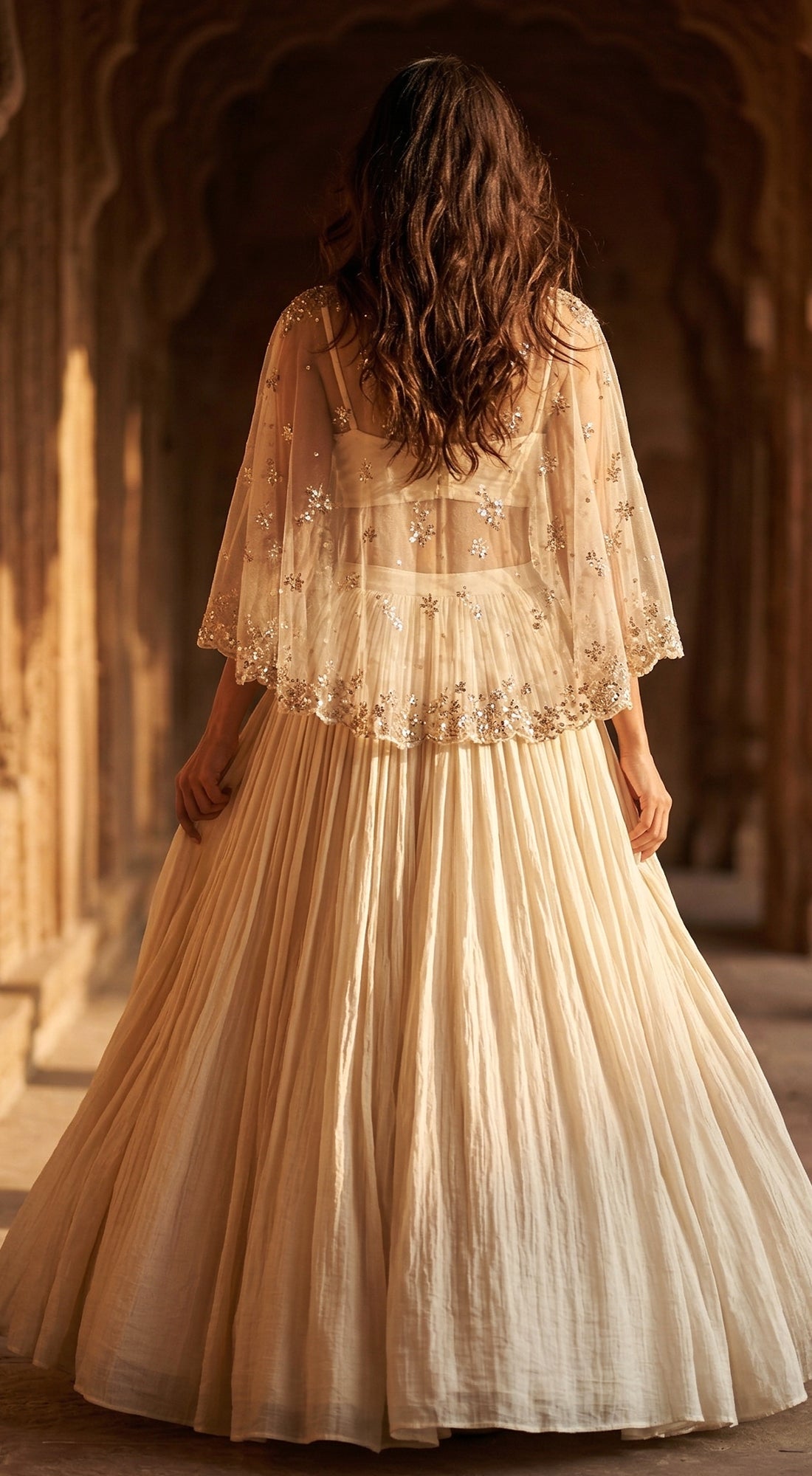 Peach Embroidered Lehenga Set with jacket