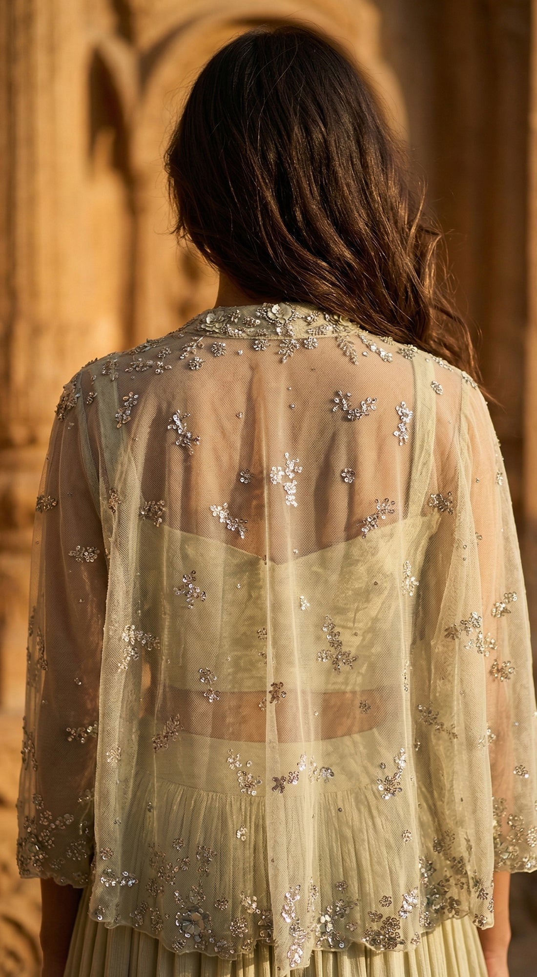 Powder-Blue Embroidered Lehenga Set with jacket