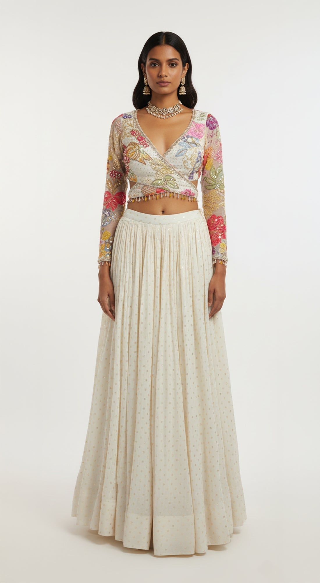 Ivory Georgette Lehenga Set