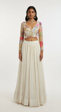 Ivory Georgette Lehenga Set