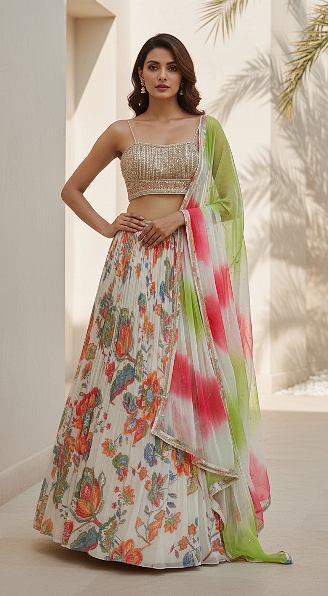 Multi Elysian Embroidered Lehenga Set