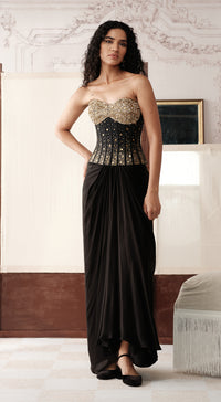 THE SCULPTED NOIR CORSET SAREE