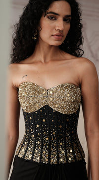 THE SCULPTED NOIR CORSET SAREE
