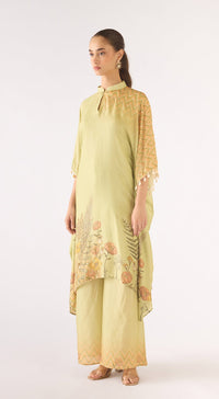 Pista Muslin Embroidered Kaftan Set