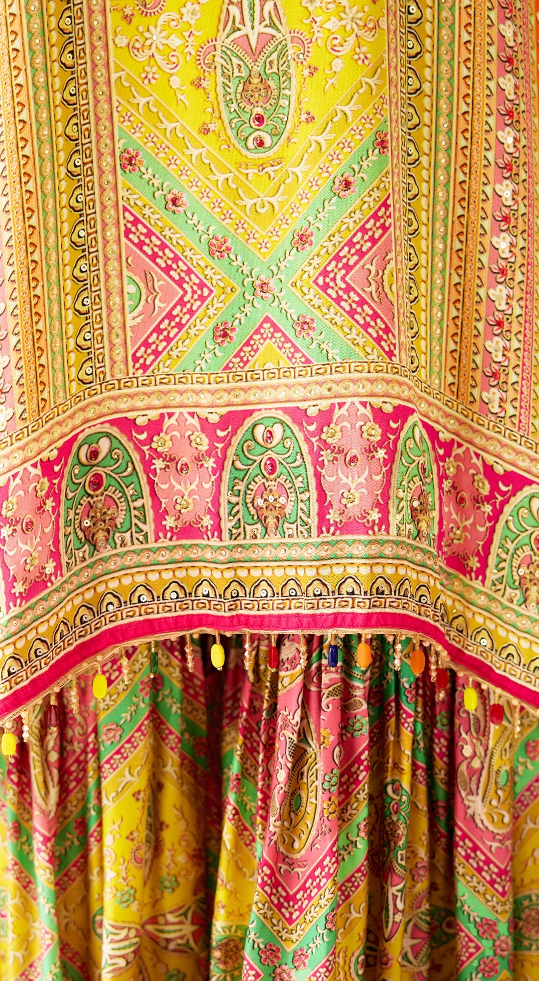 Multi Satin Embroidered Kaftan Co-ord Set