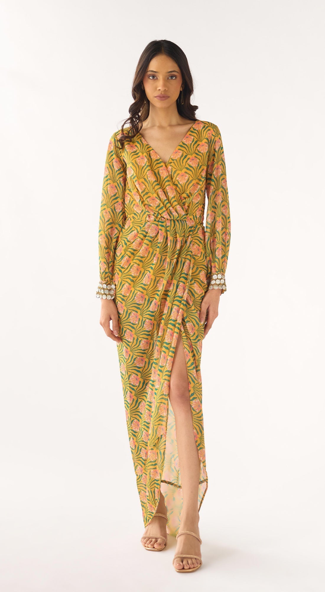 Yellow Georgette Embellished Dress